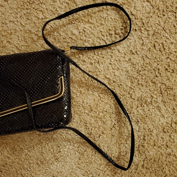 Black Mesh Chainmail Evening Clutch Glam Purse Handbag Shoulderbag Crossbody - Picture 3 of 7